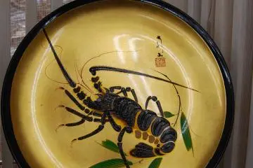 Beautifully crafted plates are on display and for purchase at the Uruwashi-kan