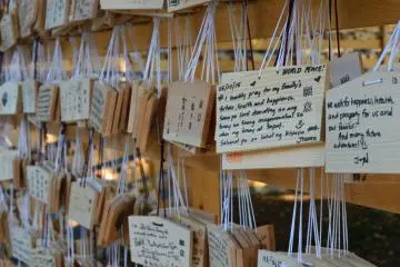 After writing hopes, hang Ema in the prepared place in front of Shrine