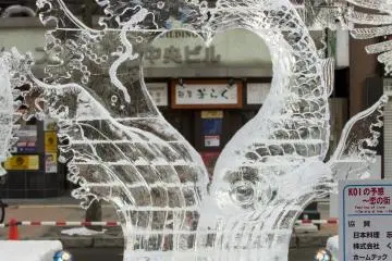 An elegantly crafted ice sculpture