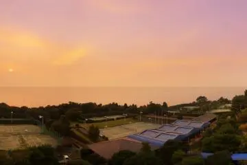 The grounds offer a breathtaking sunset landscape