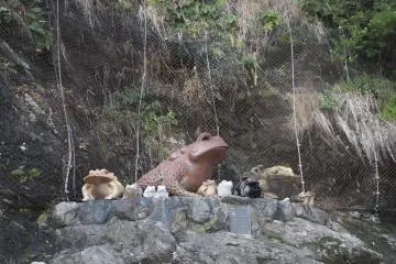 The guardian deity of Futami Okitama Shrine is a frog.