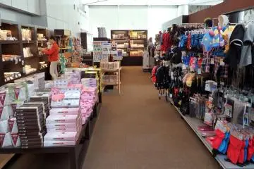 A shop on the first floor offers a wide selection of items, including locally-made souvenirs.