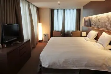 The bedroom section of the hotel's nicest suites.