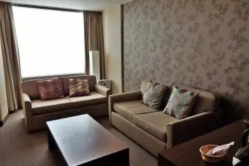 The living room section of the hotel's nicest suites.