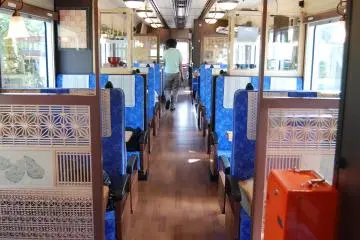 Old-fashioned interior of the train