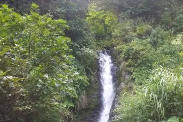 The smaller waterfall downstream.