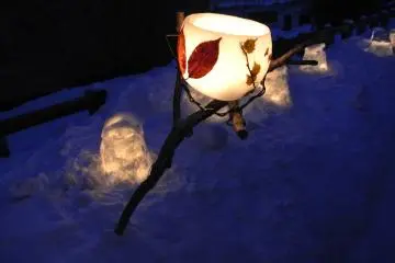 Handmade wax lanterns along the Temiya Railway site
