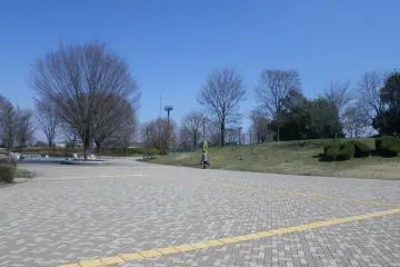 Seems like a nice place to practice skateboarding, using a skooter, walk a dog or cycle around. The water fountain suitable for toddlers to play in during the summer months is under the tree to the left.