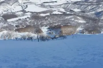 Looking down the run we're about to ski