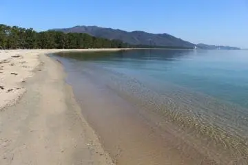 Beautiful stretch of beach along Amanohashidate, Kyoto