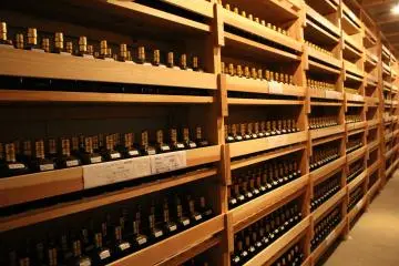 Sake storage at Kasumi Tsuru brewery