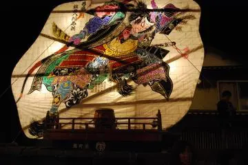 Great samurai paintings on each float; each paining is unique