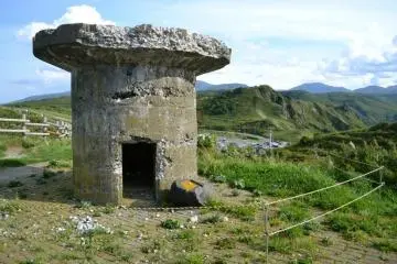 What remains of a war-era communications tower is on display at one viewpoint.