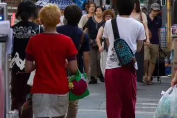 Trendy customers enjoy the pedestian friendly streets