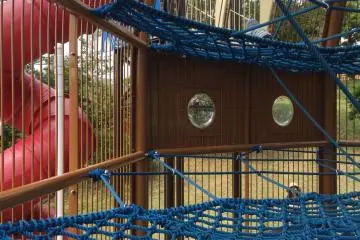 Inside the dragon's lair, children can test their climbing skills. 