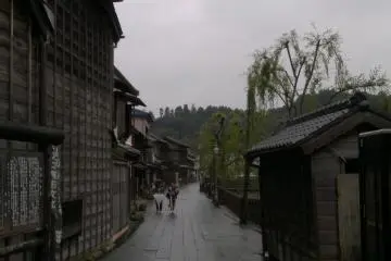 What is better for your eyes to feast, than a portrait of classic stone-paved walkways with wooden buildings on each sides, and a kimono-dressed lady can be seen walking down the road?