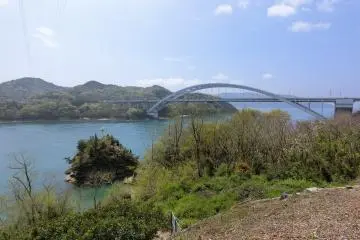 You'll only cover the south-east end of Omishima before you reach the next bridge. Omishima Bridge is the shortest of the lot at just 328m, a pleasing arch shape bridging the strait between Omishima and Hakatajima