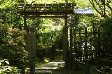 Serene entrance to the garden grounds.
