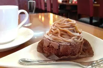 cake and tea set at Haruki Tea House