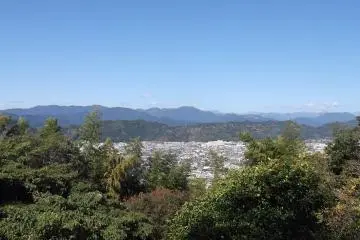 A view out over the city and hills