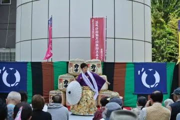 Magician doing parasol tricks