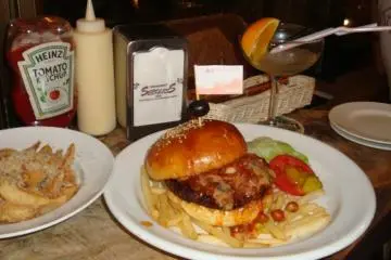 Their famous burger with a side order of garlic potatoes