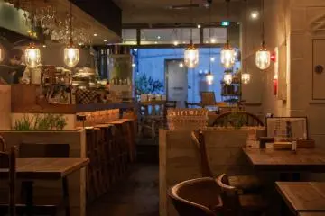 Warmly lit with chic decor