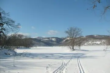 <p>A few people were out skiing on the lake</p>