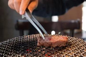 Meat sizzling on the grill