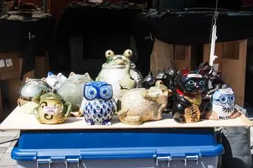 Little animal statues for sale at the market.