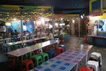 Food court made to look like an Asian night market