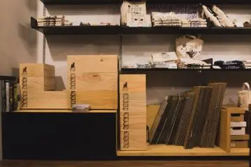 They sell book shelves and containers here too