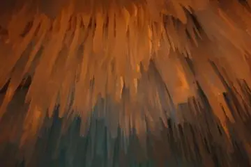 Ice stalegtites on ceiling