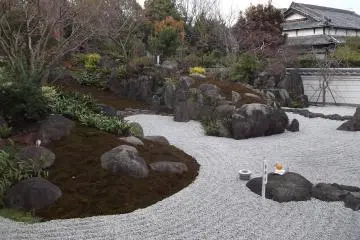 The zen garden by the hall