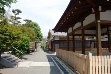 The shrine's exit leads out to surrounding residential area of Kyoto