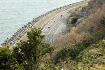 <p>Driving down the winding road as we looked at Suruga Bay below</p>