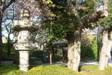 <p>This large lantern stands sentinel at the entrance</p>
