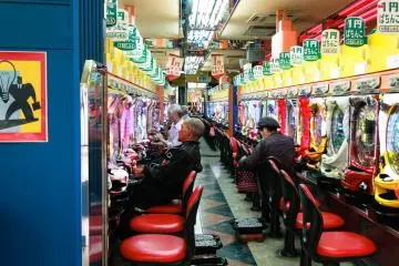 Pachinko arcade enjoyed by the elderly