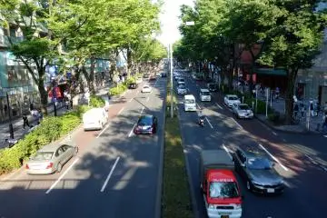 The bridge over Omotesando (the road) divides Urahara and the high-end Omotesando area