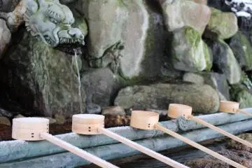 At the shrine's chōzuya
