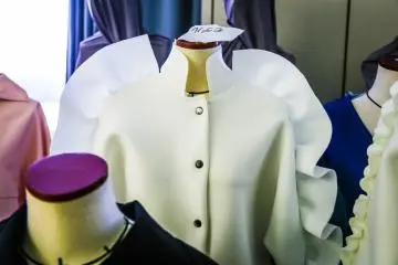 An unfinished voluminous garment of one of the students
