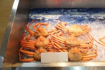 Cangrejo rojo reina en el mercado de pescado de Toyama