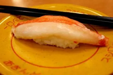 Our first dish... crab sushi! Let's start digging in!