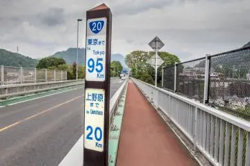 After leaving the forest you can follow this main road back to Otsuki Station 