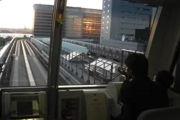 Father and son enjoying the front seat