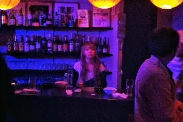 The bar at the Blue Belton, decorated for Halloween