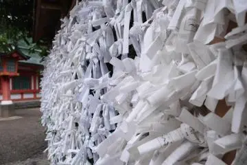 Hundreds of bad luck omikuji (fortune paper strips) are left behind  