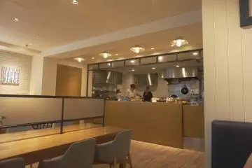 View of the kitchen from our seats