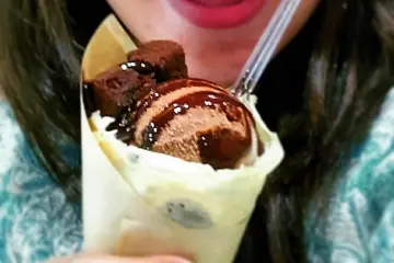 The ice cream and crepes were "born in America, but raised in Okinawa" 