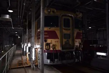 Trains strapped securely in the lower compartments